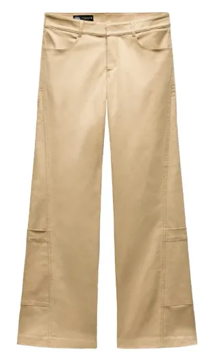 Pantalón recto Zara beige bolsillos
