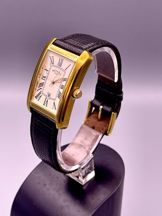 Reloj Rotary Rectangular Dorado