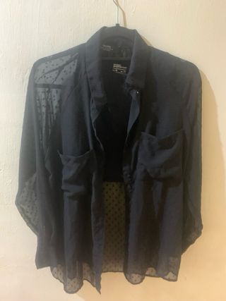 Blusa Bershka negra transparente M