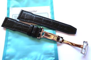 Cinturino in pelle nera 21mm 21/18mm stile IWC deploy