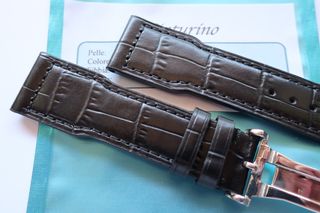 Cinturino in pelle nera 21mm 21/18mm stile IWC deploy