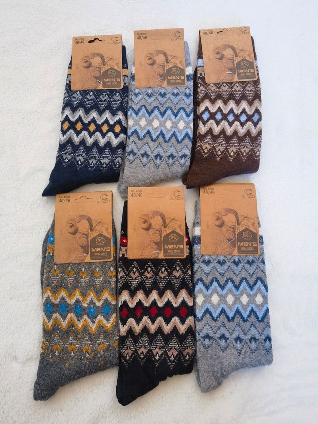 6 Pares Calcetines Lana Hombre Talla 40-46