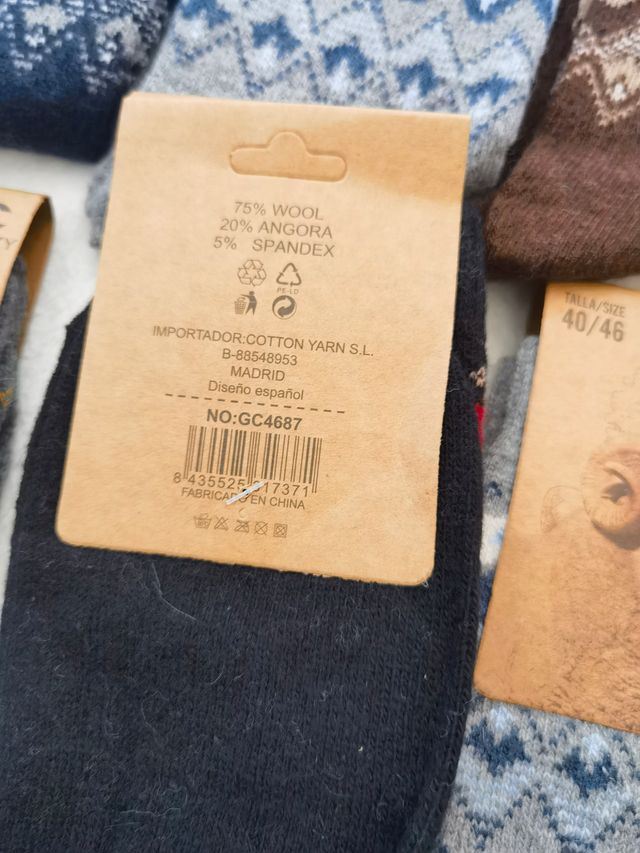 6 Pares Calcetines Lana Hombre Talla 40-46