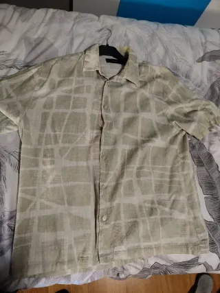 Camisa de verano hombre verde y blanca