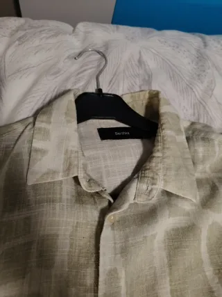 Camisa de verano hombre verde y blanca