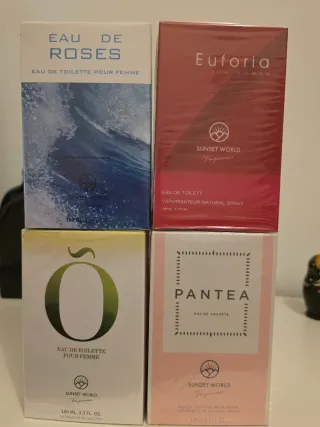 Lote 4 perfumes mujer Sunset World