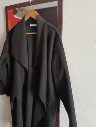 Abrigo largo negro mujer talla única
