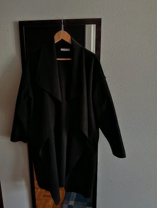 Abrigo largo negro mujer talla única