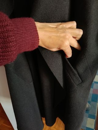 Abrigo largo negro mujer talla única