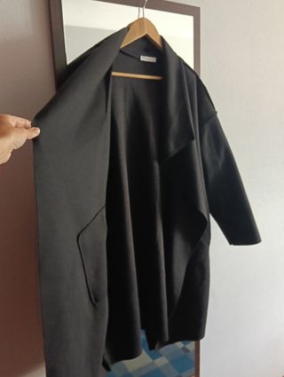 Abrigo largo negro mujer talla única
