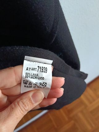 Abrigo largo negro mujer talla única