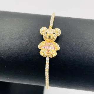 Bracciale riviera orso rosa. Oro 18k.