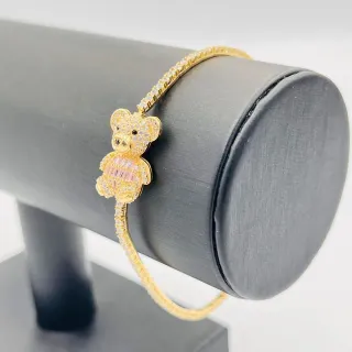 Bracciale riviera orso rosa. Oro 18k.