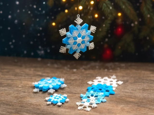 x10 Copo de Nieve Cristal Azul y Blanco