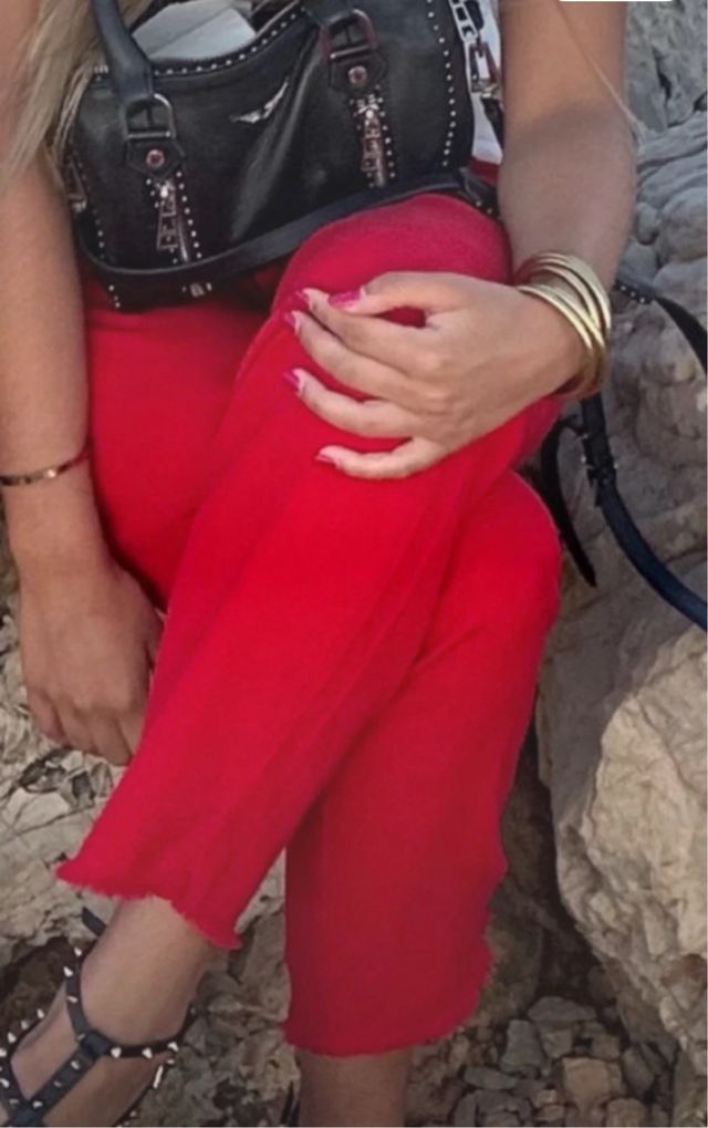 Pantalón Zara Goma Rojo