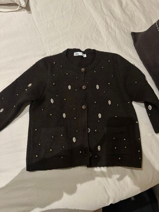 Jersey ZARA marrón lentejuelas talla M