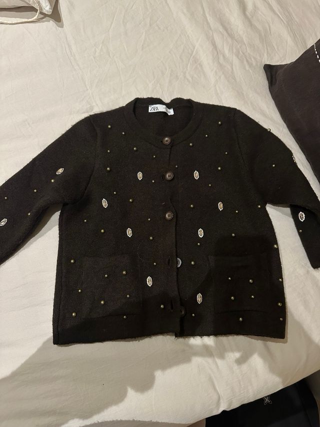 Jersey ZARA marrón lentejuelas talla M