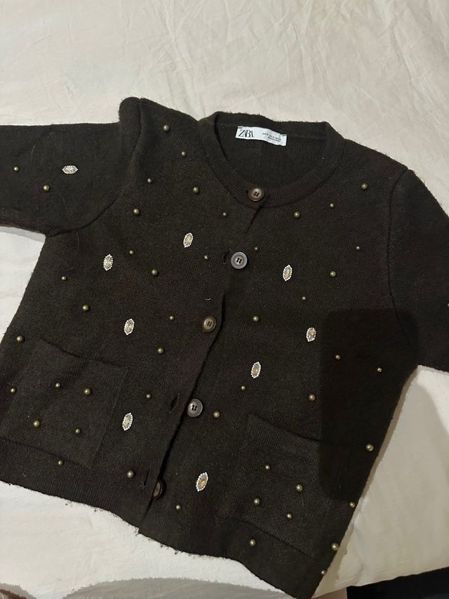 Jersey ZARA marrón lentejuelas talla M