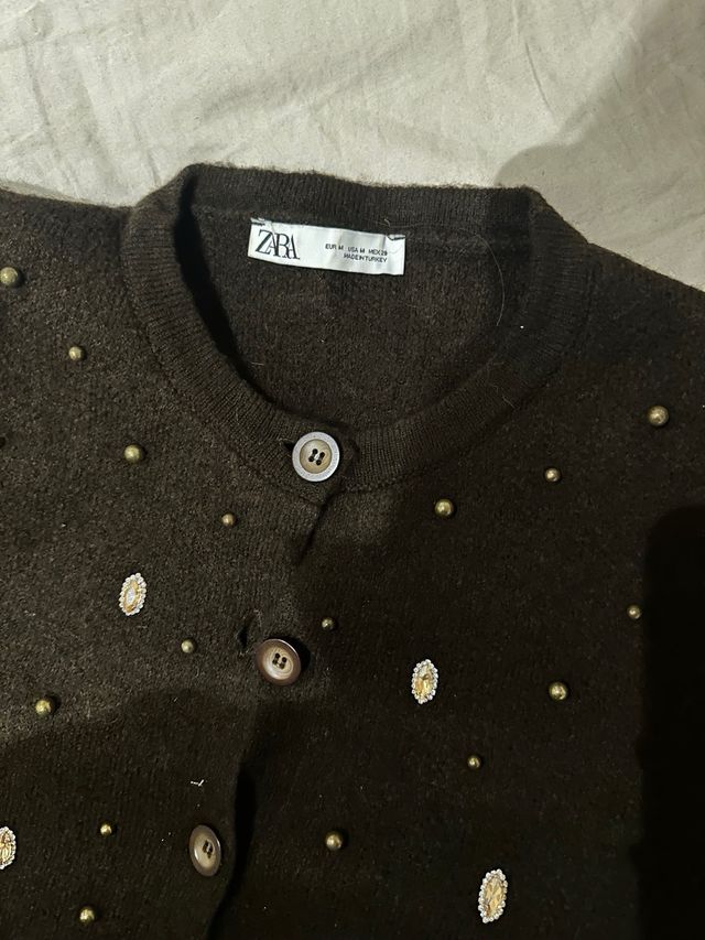 Jersey ZARA marrón lentejuelas talla M