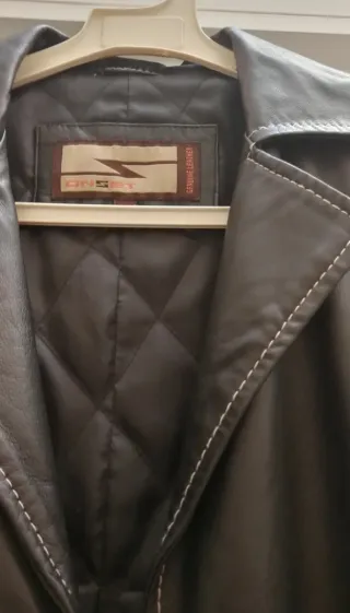 Abrigo de cuero legítimo negro