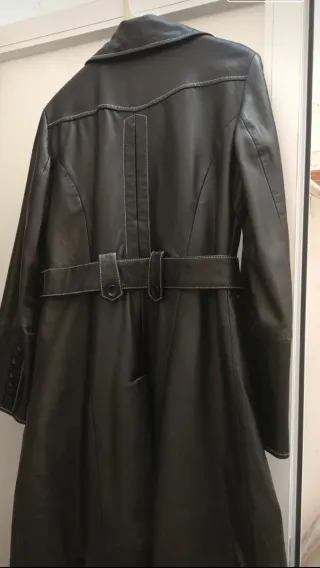 Abrigo de cuero legítimo negro