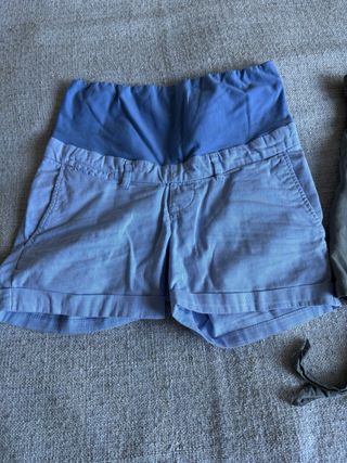 Pantalones cortos premamá azul y verde