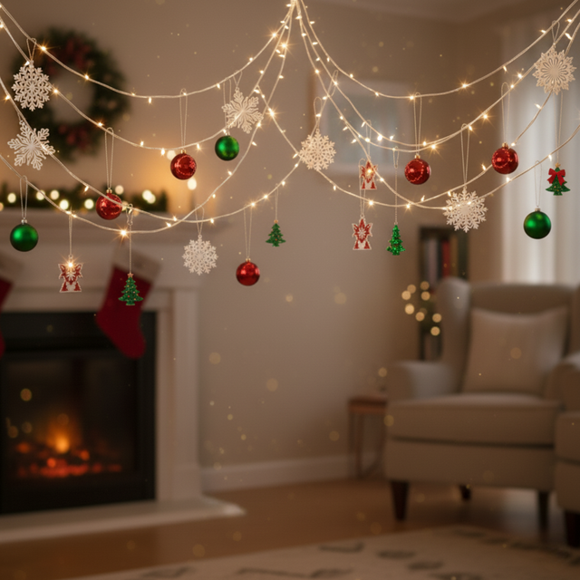 10 Adornos Copos Nieve Navideños