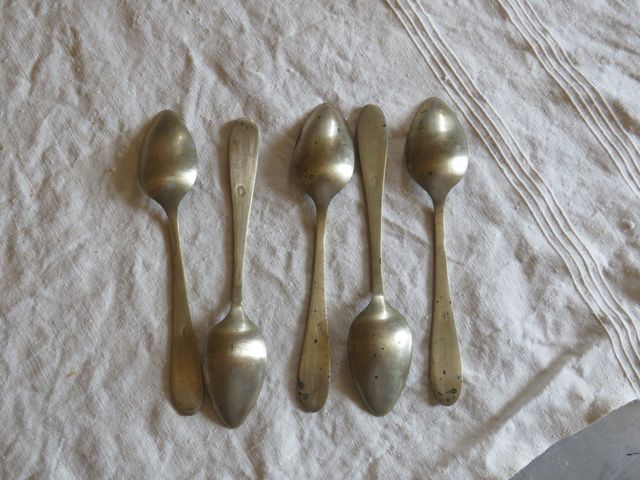 5 cucchiaini da té vintage in alpacca bellissimi