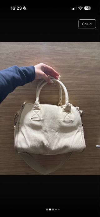 Borsa a mano/tracolla in stoffa color panna