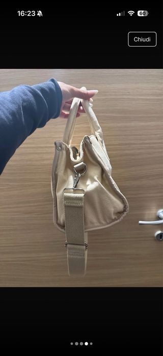 Borsa a mano/tracolla in stoffa color panna