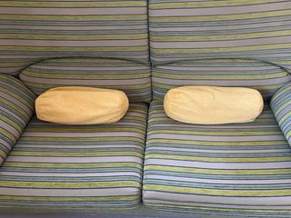 Sofá 3 plazas rayas verde y marrón