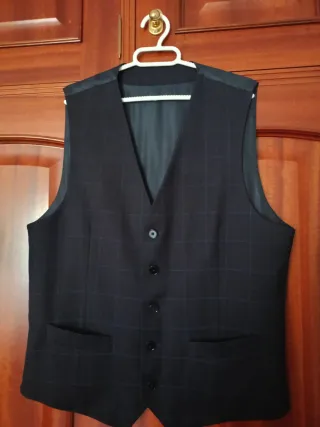 Chaleco Mango cuadros azul marino