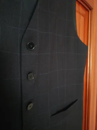 Chaleco Mango cuadros azul marino