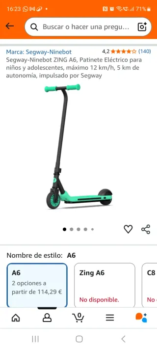 Patinete Eléctrico Segway-Ninebot ZING A6