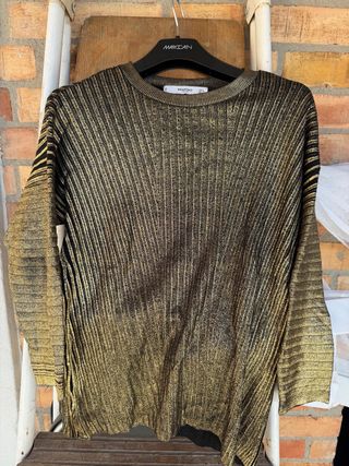 Blusa Mango Oro Metalizado Talla S