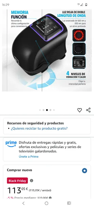 Masajeador de rodilla negro