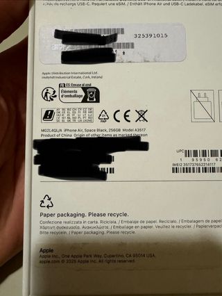 iPhone Air 256GB Nero - Usato 1 settimana