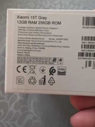 Xiaomi 15T 12-256. Nuovo + Caricabatterie 67W
