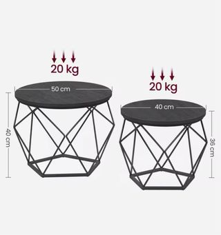 Confezione di 2 tavolini rotondi neri