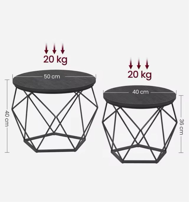 Confezione di 2 tavolini rotondi neri