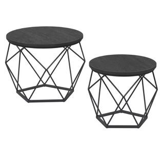 Confezione di 2 tavolini rotondi neri