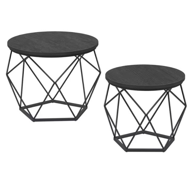 Confezione di 2 tavolini rotondi neri