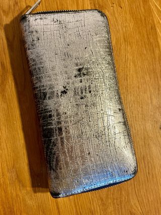 Billetero Bimba y Lola plateado piel