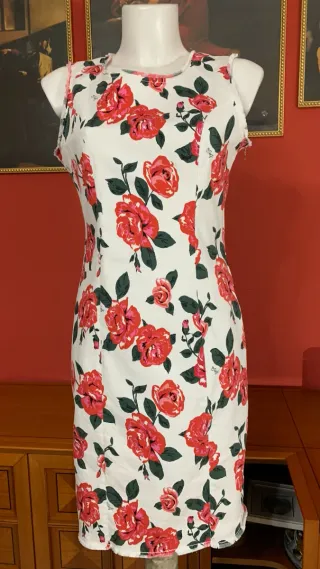 Vestito Liu Jo bianco con rose rosse tg 46
