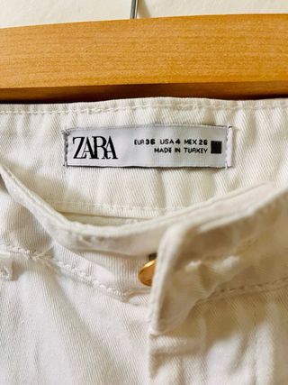 Pantalones Zara Tiro Alto S Blanco