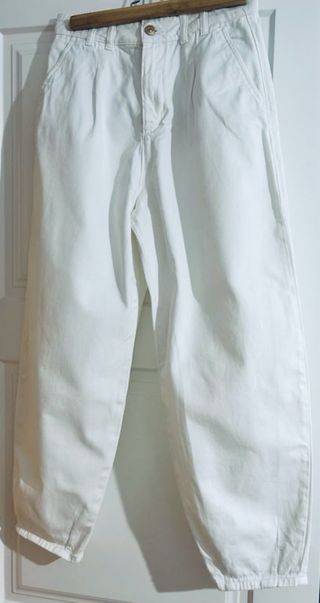 Pantalones Zara Tiro Alto S Blanco