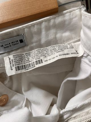 Pantalones Zara Tiro Alto S Blanco