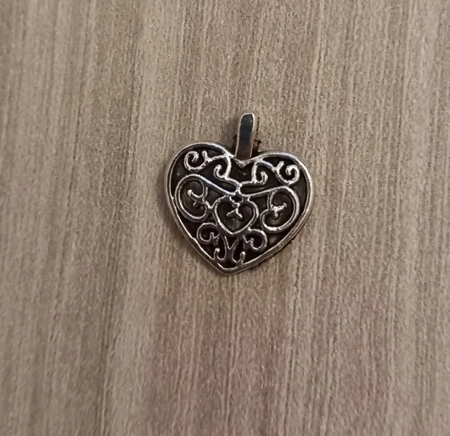 Ciondolo Cuore Argentato Filigrana