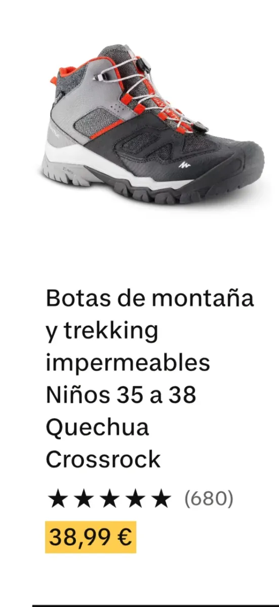 Botas senderismo niño/ niña.  Talla 37.