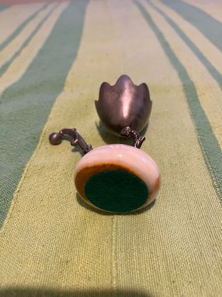 Portacandele + portauovo peltro vintage